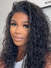Magic Dry Straight & Wet Curly Wig 2 Styles in 1 V Part Curly Human Hair Black Wig