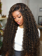 Bye-Bye Knots? 7x5 Lace Curly Glueless Wig With Golden Brown Highlights