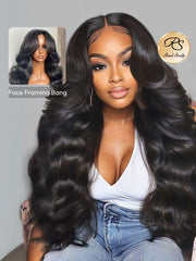 HD Real Scalp? Wig 13x4 Invisible Lace Frontal Loose Wave with Face Framing Curtain Bangs