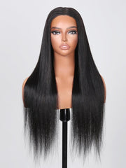 7x5 Bye Bye Knots Wig with Baby Hair Glueless Lace Black Straight Bleached Knots Wig 150% Density