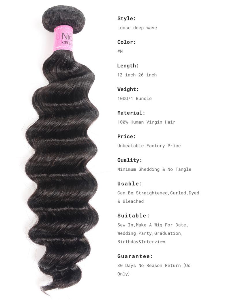 Hair 1 Bundle Virgin Human Hair Loose Deep Wave