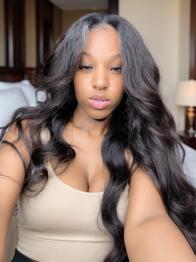 Body Wave Beginner Friendly V Part Wig 30 Seconds Quick Install Natural Black No Glue No Lace