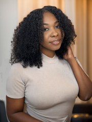 Put On And Go 6x4.5 Pre Cut Lace Curly Black Glueless Air Wig