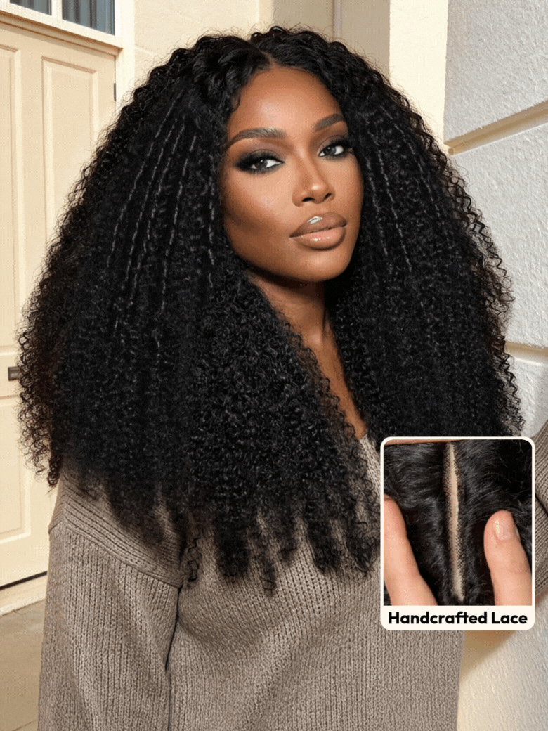 [18"=$99] EasiContour? V Part Glueless Yaki Straight Wig With Invisi Drawstring 100% Human Hair 180% Density