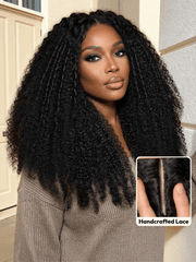 [18"=$99] EasiContour? V Part Glueless Yaki Straight Wig With Invisi Drawstring 100% Human Hair 180% Density