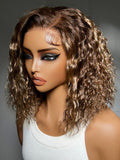 Petaluxe 13x4 Bye Bye Slip? Lace Frontal Caramel Brown with Honey Blonde Highlights Glueless Side Part Bob Wig