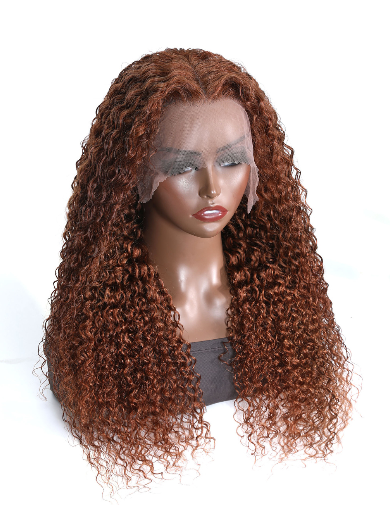 [From 18"] 13x4 Pre-everything Lace Front Wig Ginger Color Curly Human Hair Wig