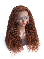 [From 18"] 13x4 Pre-everything Lace Front Wig Ginger Color Curly Human Hair Wig