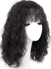 [$119=Wig+ Ponytail] Weekend Special Offer Curly Bob Wig With Bangs Mono Lace On Top & Body Wave Ponytail