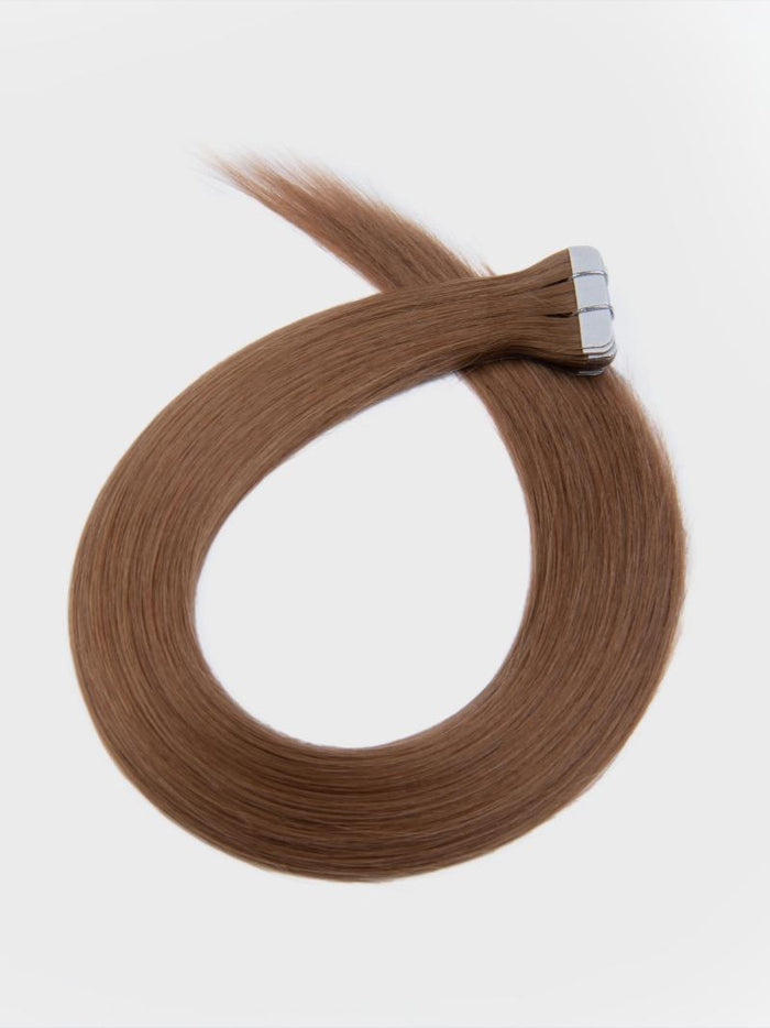 Petaluxe Chestnut Brown Human Hair Tape In Extension