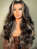 Petaluxe 7x5 Bye-Bye Knots Wig Lace Loose Wave Butterscotch Highlights Brown 150% Density