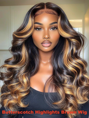 13x4/7x5 Pre-Everything Lace Front Wig Lace Loose Wave Butterscotch Highlights Brown Wig& Blonde Highlight Wig 150% Density