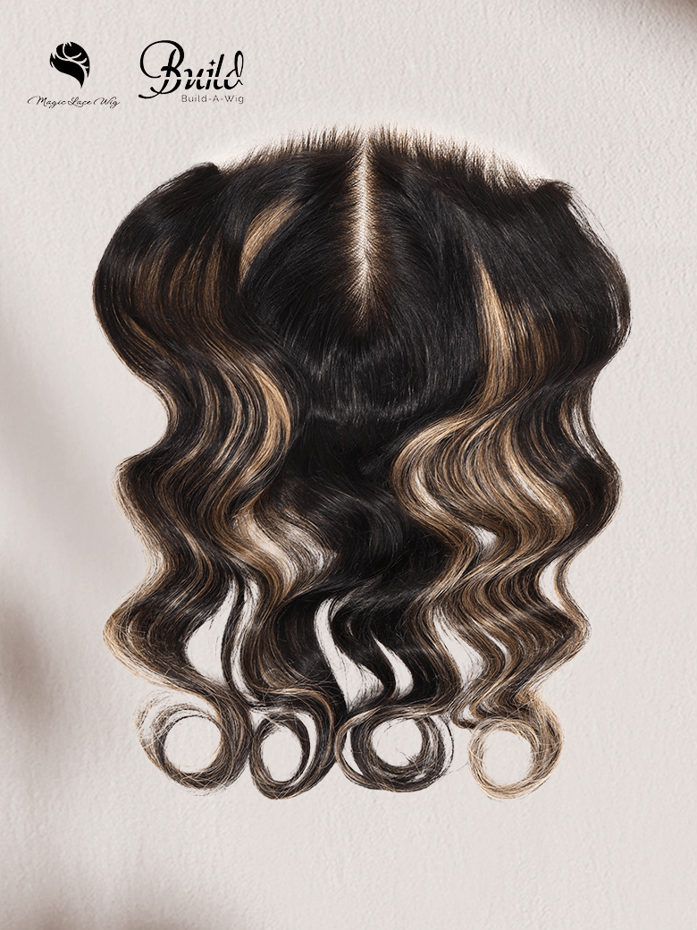 Black With Blonde Highlights Body Wave Replaceable Lace Closure For Magic Lace Wig