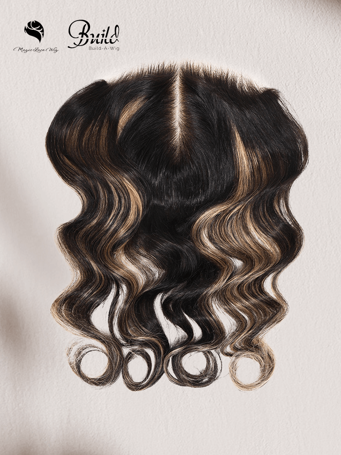 Petaluxe Black With Blonde Highlights Body Wave Replaceable Lace Closure For Magic Lace Wig