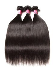 Hair 3 Bundles With Closure Middle Part 100% Virgin Remy Human Hair T Part Lace Closure Natural Black Color