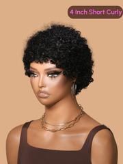 $19.9 Get 4 Inch Short Curly Or 6 Inch Pixie Cut Human Hair Wig