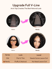 EasiContour? V Part Minimal Glueless Curly Glueless Wig With Invisi Drawstring 100% Human Hair 150% Density