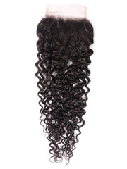 Natural Color Brown Balayage Jerry Curly 4x4 Free Part Lace Closure