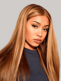 Petaluxe Bye Bye Knots Wig 7x5 Glueless Lace Honey Brown Straight Bleached Knots Wig 150% Density