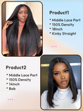 Petaluxe 2 Wigs $129 for 18" Middle Lace Part Kinky Straight Hair and 14" Lace Part Bob Wig