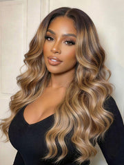7x5 Bye-Bye Knots? & 13x4 Pre-Everything? Lace Frontal Purple Black Cherry Layered Straight & Loose Wave With Invisi Drawstring Wig