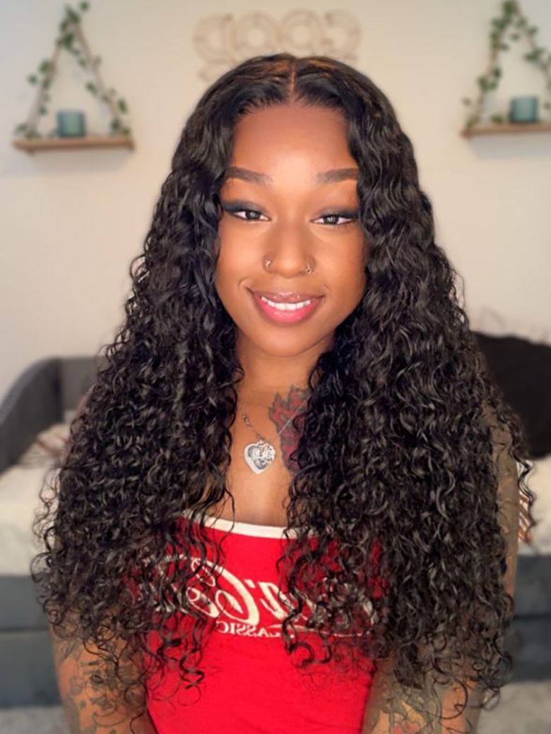 [Flash Sale] 7x5 Bye Bye Knots & 13x4 Pre-Everything? Lace Frontal Natural Black Bouncy Water Wave Curly Invisi Drawstring No Baby Hair