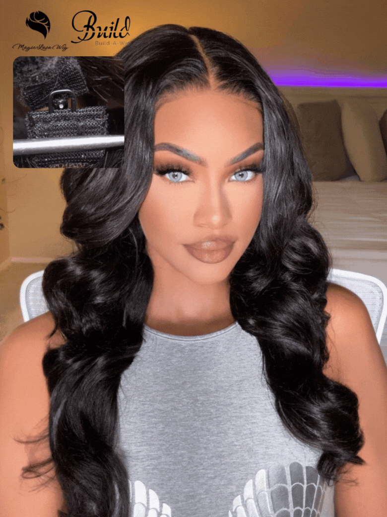 7x5 Bye-bye Knots Magic Lace Wig Natural Black Body Wave With Optional Replaceable Lace Closure 180% Density