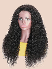 HD 5x5 Pre Cut Undetectable Lace Put On And Go Glueless Curly Black Air Wig 180% Density
