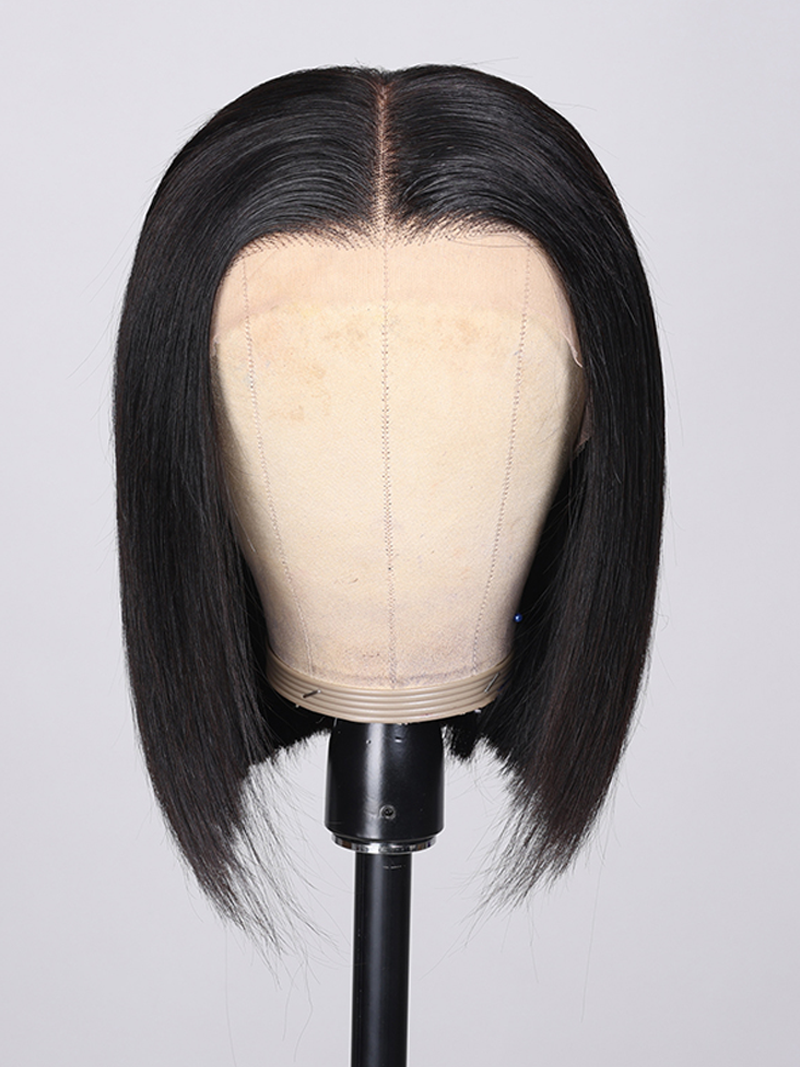 Hair Short Blunt Cut Bob Closure Wigs Super Soft