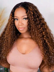 Glueless Jerry Curly New U Part Ombre Wig With Blonde Highlights