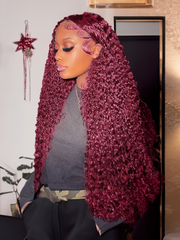 99J Burgundy 4x4 Lace Closure Jerry Curl Human Hair Wig