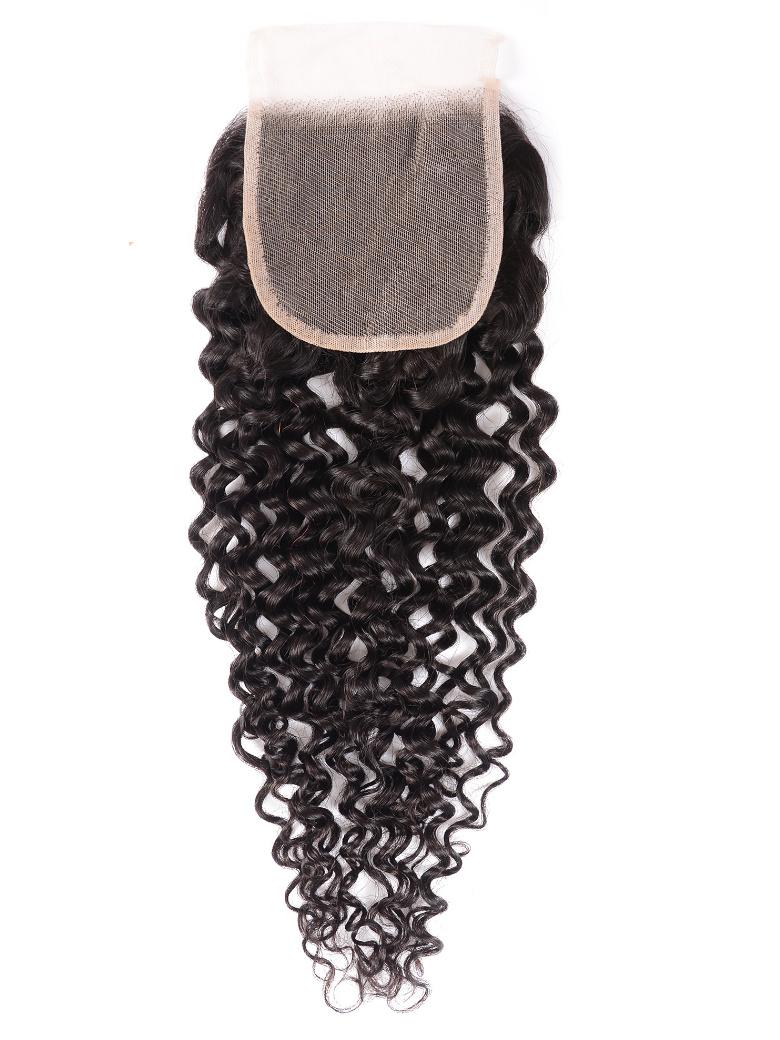 Natural Color Brown Balayage Jerry Curly 4x4 Free Part Lace Closure