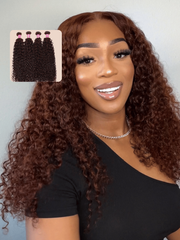 Vibrant Reddish Brown Jerry Curl 4Pcs 100% Remy Human Hair Bundles Deal
