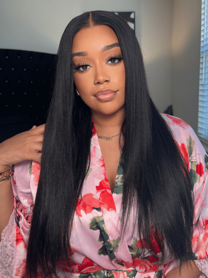 Petaluxe EasiContour V Part Glueless Yaki Wig 150% Density