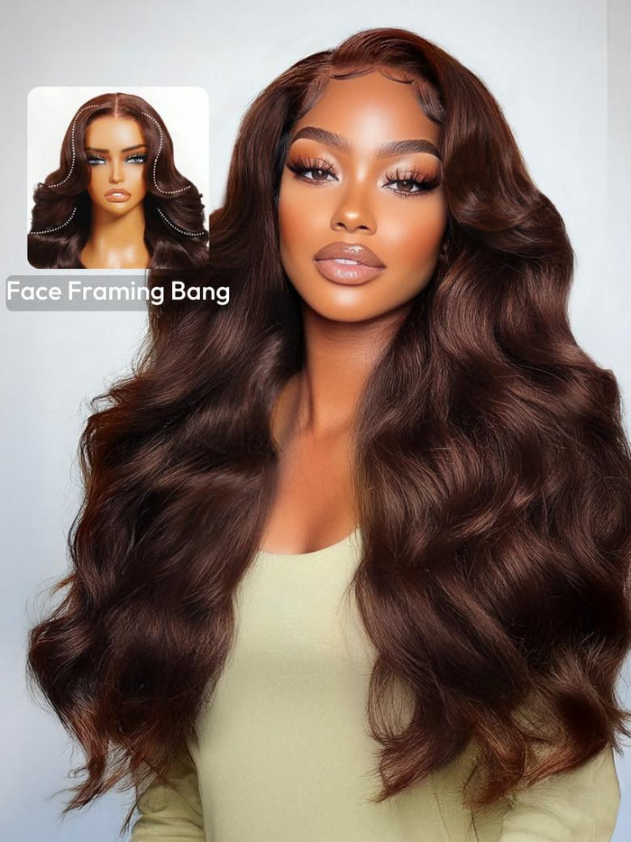 Petaluxe 13x4 Pre-Everything? Lace Frontal Dark Auburn Loose Wave Wig with Face Framing Layers