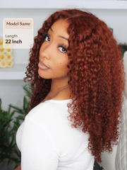 7x5 Bye-Bye Knots? Wig Glueless Lace Reddish Brown Curly Trendy Color Wig With Bleached Knots