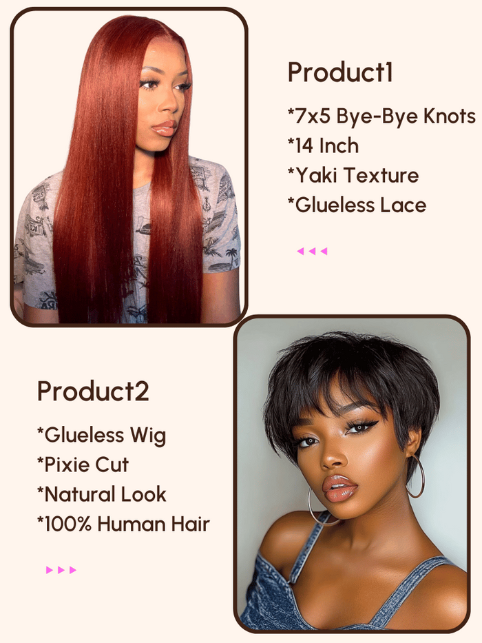 Petaluxe 2 Wigs $99 for 7x5 Bye-Bye Knots Wig and Pixie Cut Glueless Wig