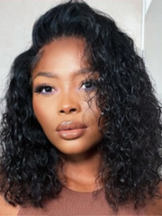 6x4.5 Pre Cut Lace Bouncy Water Wave Glueless Bob Wig 150% Density