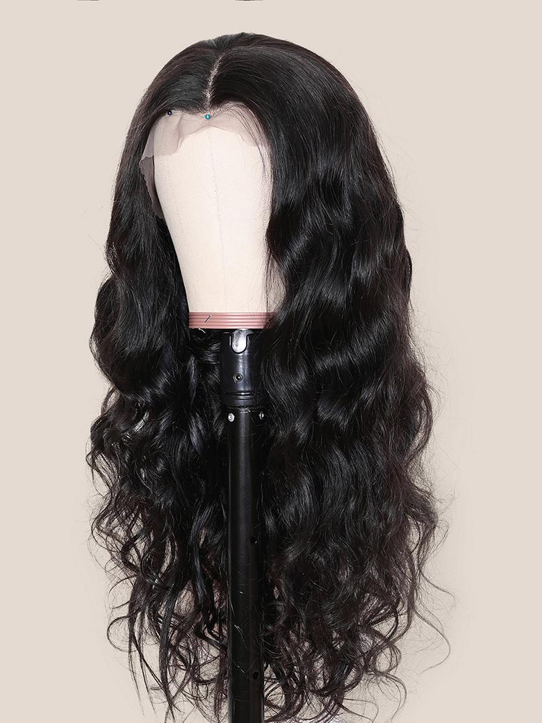 13x4 Deep Side Lace Frontal Body Wave Black Wig Versatile Parting