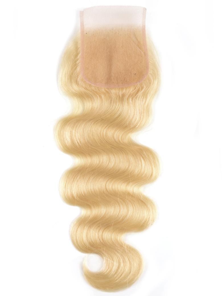 100% Virgin Human Hair 3PCS 613 Blonde Color Body Wave With 4x4 Lace Closure