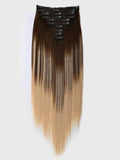 Petaluxe Warm Brown & Honey Blonde Ombre Human Hair Clip In Extension