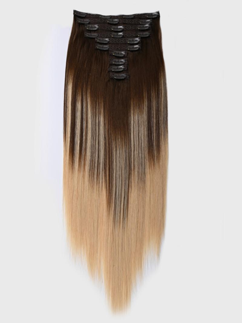 Warm Brown & Honey Blonde Ombre Human Hair Clip In Extension