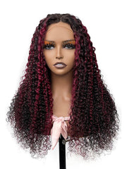 Burgundy Highlighted 13x4 Lace Front Cute Curly Wig