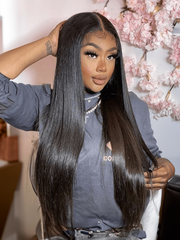 Super Natural V Part Straight Human Hair Glueless 0 Skill Needed Wig