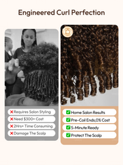 100% Human Hair Glueless Curly Wig With Defined Finger Coil Ends Bye-Bye Knots? 7x5 Lace Black to Chestnut Brown Ombre Drawstring Wig