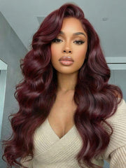 Bye-Bye Knots? 7x5 Lace Dark Auburn Side Part Big Bouncy Wave Wig with Invisi Drawstring