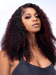 Burgundy Highlighted 13x4 Lace Front Cute Curly Wig