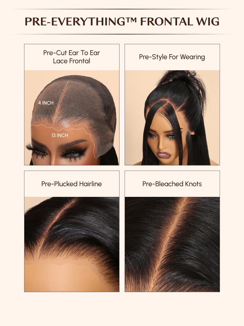 13x4 Pre Everything Glueless Lace Frontal Wig Reddish Brown Water Wave Wig Pre-Cut & Pre-Pluck &  Pre-Bleached Pre-Everything Wig 150 Density