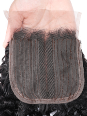 Virgin Human Hair Upgrade Lace Closure Jerry Curly 4x0.75" Middle Part Top Lace Closure Natural Black Color