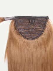 Clip In Ponytail Chestnut Brown Straight Human Hair Extension